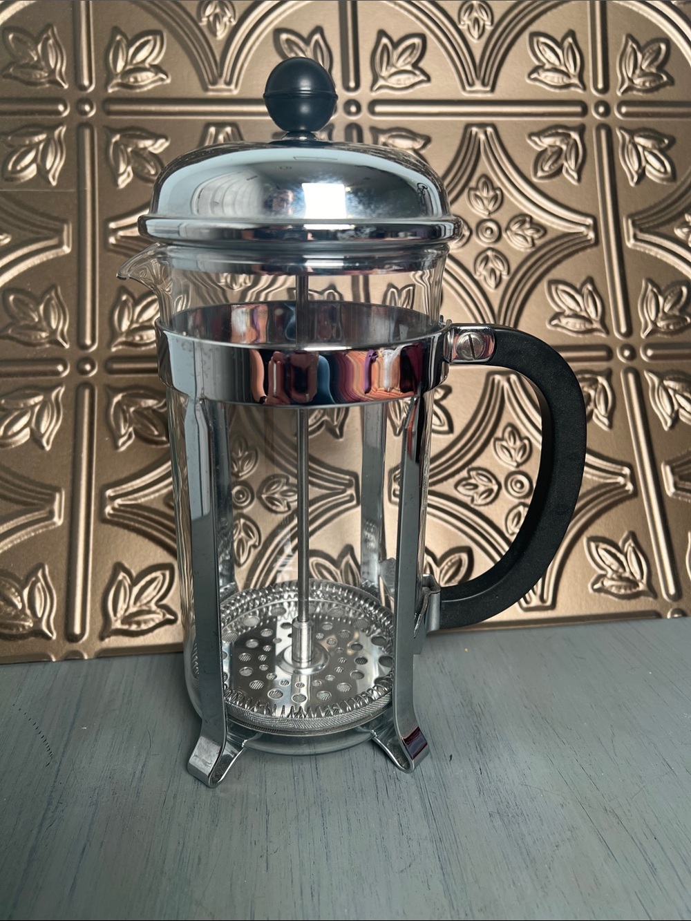 Bodum Chrome and Black French Press Coffee Maker